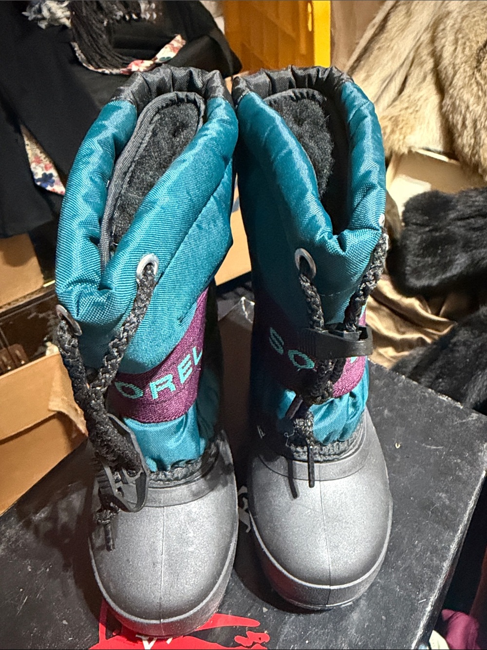 Sorel Teal and Purple Kids Snow Boots